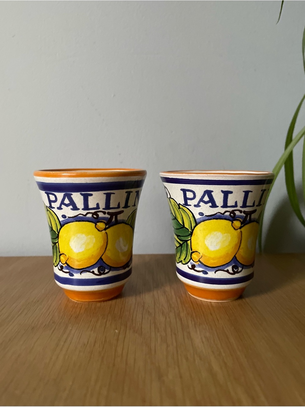 Vintage Deruta Italy Pallini Limoncello Shot Glasses Set of 2